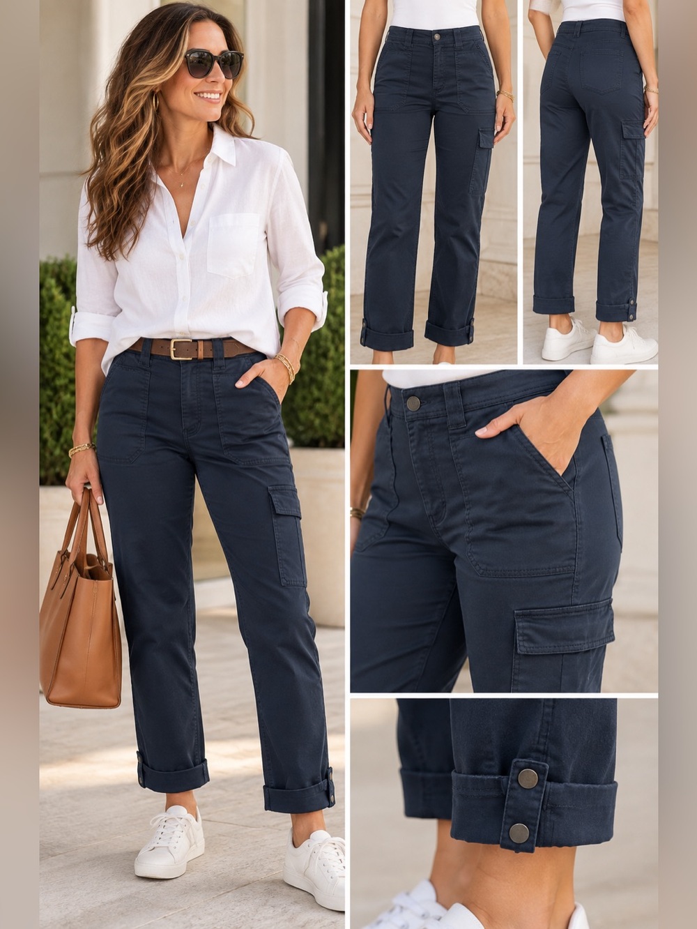 Democracy Ab Solution High Rise Utility Cargo Pants Size 6 Navy NWT